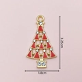 Golden Christmas tree alloy pendant with red enamel and rhinestones 3.25cm height - 2878 Rhinestone Tree B