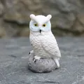 Realistic white resin owl figurine on rock base for garden moss micro landscape decor - Single Pack in Bubble Bag / White