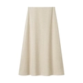 Détail d'une jupe longue trapèze en maille beige clair à taille haute texturée - S / Jupe / Jaune clair