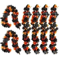 Set van 10 kunstmatige esdoornblad slingers in zwart en oranje met ophanghaken voor decor - Stijl F Ahornblad / 1 Stuk / Oranje Zwart