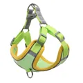 Adjustable green and yellow reflective dog harness with metal D-ring, leash not included - Size L (Recommended 14-20 lbs) / Green Harness Only (No Leash)