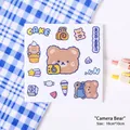 Cute blue bear cartoon stickers set, waterproof PET material for water bottles, 10x10cm size - Photography Bear [10*10cm]
