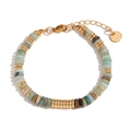 Bracciale in acciaio inossidabile placcato oro 18K con perline di pietra naturale mista - Oro-Diaspro