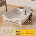 Beige high-side dog potty with grid, fire hydrant post and scooper, size 50x40x14.5cm - 15mm Grid / White