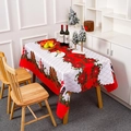 Festive Christmas tablecloth with red poinsettia floral prints in a cozy home setting. - Poinsettia Holly Leaf (Style 10)