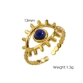 Größenverstellbarer 14K vergoldeter Evil Eye Ring mit blauem Stein und Perlenkette - R2-Lapislazuli
