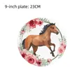 Piatti di carta per compleanno a tema cavallo e fiori con decorazione western chic - Piatti da 9 pollici (10 PZ)