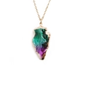 Collana a catena dorata in acciaio con pendente a triangolo in cristallo viola e verde - Sfumatura Viola e Verde
