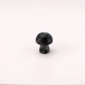 Polished black natural stone mushroom figurine made of smooth dark quartz crystal - Larvikite / 15*20mm