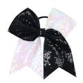 Détail d'un nœud papillon à paillettes bicolore noir et blanc avec élastique noir - Noir & Blanc
