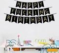 Black and gold Happy Fucking Birthday cardstock banner for adult party decor - Black Gold Swallowtail HAPPY FUCKING BIRTHDAY Banner