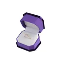 Golden leaf ring with sparkling crystals in a premium purple octagonal velvet jewelry box - Ring Box / Purple With White Interior