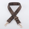Adjustable brown and black geometric jacquard bag strap with gold metal buckles - Light Gold Buckle / Coffee