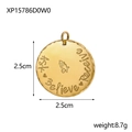 Ciondolo tondo croce stella placcato oro 14K con incisione preghiera Ask Believe Receive - Gesto di Preghiera Inciso-XP15786D0W0