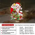 Christmas window sticker size chart featuring green tree and cartoon reindeer static decals - Pattern P-SD374 / Small (30x40cm)
