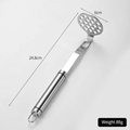 Stainless steel potato masher with hook and dimensions 24.8cm length and 88g weight - 304 Stainless Steel Black Edge Masher