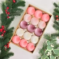 Set of 15 velvet Christmas ball ornaments in pink and purple tones for tree decor - Velvet Pink Series (15PCS)