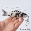 Realistic PVC koi fish keychain with black and white scale patterns 11cm length - 11cm / Keychain style / Silver Black