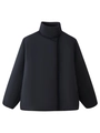 Women's black padded puffer jacket with a high stand collar and matte finish - S / Black
