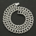 Collana a catena cubana argento da 13mm con strass scintillanti per uomo Hip Hop - 24 pollici / Argento