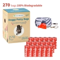 Biodegradable dog waste bag set with dispenser and 270 bags in lavender scent - Red 18 Rolls With Zebra Pattern Dispenser
