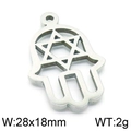 Silver Hamsa Hand pendant with Star of David cutout, stainless steel jewelry DIY accessory - 28*18mm / Steel