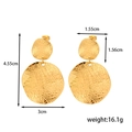 Boucles d'oreilles de luxe en acier doré avec disques ronds doubles martelés - ER-1514 / Grand double disque martelé