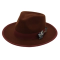 Cappello fedora marrone per uomo e donna con fiocco paisley e nastro bordeaux - Taglia unica / caffè