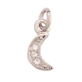 Silver crescent moon pendant with inlaid clear cubic zirconia for necklaces - Silver Moon with Zircon