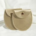 Custodia per gioielli in pelle PU dorata con fondo tondo e chiusura a pressione - 8*8.5cm / Oro