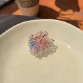 Pince à cheveux fleur en acrylique avec motif feu d'artifice sur plateau céramique - Feux d'artifice - Petit clip
