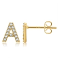 Buchstabe A 925er Silber Ohrstecker mit Goldplattierung und weißen Zirkonia-Steinen - Stil A