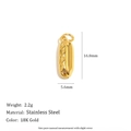 Hot dog shaped 18K gold plated stainless steel pendant with size and weight specs - Hot Dog Pendant - Gold