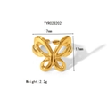 Detail view of a gold butterfly open ring showing dimensions 17mm and 2.2g weight - Hollow Butterfly Style (YYR023202)