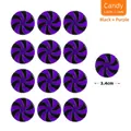 Set of 12 black and purple spiral swirl candy ornaments for Christmas decor, 3.4cm size - Black + Purple (Large)