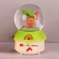 Rotating musical snow globe with hamster holding leaf umbrella and mushroom base decor - 0333 Green / Medium 80mm Light + Music
