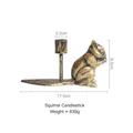 Bougeoir écureuil vintage nordique en bronze antique avec dimensions détaillées - DS8613-Bougeoir Écureuil
