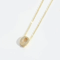 Golden letter Q necklace pendant with micro-paved zirconia on a fine curb chain - Letter Q