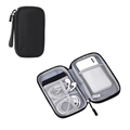 Portable black electronics organizer bag with mesh pockets and elastic straps for cables - Single Layer / Black