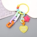 Llavero acrílico de estrella y corazón para bolsos con cadena amarilla y colgantes - Colgante de Cadena de Estrella / Amarillo (K2796)