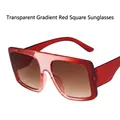Oversized retro sunglasses with transparent red gradient frames and tea lenses - Transparent Red Gradient / Double Tea