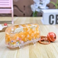 Quicksand bus keychain with orange pearls and cute bell for girls bags and gifts - Bus Colorful Beads-Orange