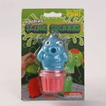 Blue monster pooping slime stress toy with red container in retail blister pack - Pooping Blue Monster 90g