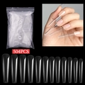 Set mit 504 klaren C-Kurve Sarg-Nagelspitzen in 12 verschiedenen Größen von 0 bis 11 - 504 Stück/Box / Transparent