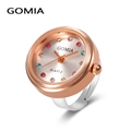 Reloj de anillo en oro rosa con cristales de colores y banda ajustable moderna - Diamante de Color Redondo / Oro rosa