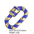 Blue and gold enamel striped oval screw clasp jewelry accessory with size parameters - Style 84 (Blue & Gold Stripes Clasp 20x12.5mm)