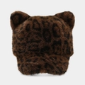 Detalle de gorra de invierno con estampado de leopardo en piel sintética y orejas de oso - Estilo con Estampado de Leopardo Caqui Claro (4#色)