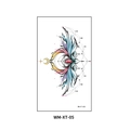 Tatuaggio temporaneo corona colorata con piume, punti e una gemma rossa centrale - WM-XT005