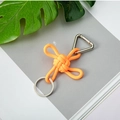 Llavero creativo de cuerda trenzada en naranja brillante con mosquetón de plata robusto - Naranja