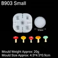 DIY silicone mold for 6 small mushrooms with finished colorful clay miniature examples - Small (B903) / 4.5x4.5x0.9cm / Clear